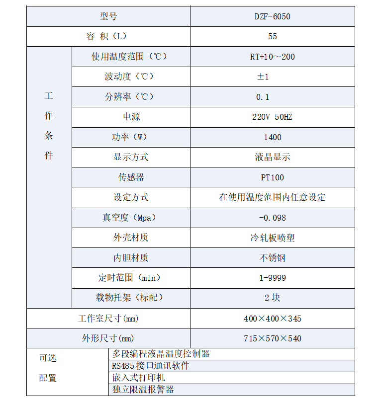 DZF-6050真空干燥箱(圖2)